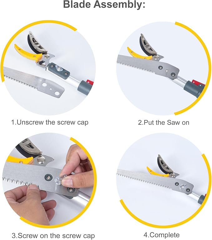 Soft Home 4.6-10 Ft Long Reach Tree Pruner Extendable, Fruit Picker, Telescoping Tree Pruner, Fruit Tree Branch Trimmers Long Handled Pruner, Cut and Hold Pruner
