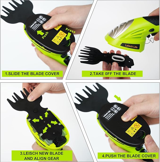 Leisch Life Cordless Grass Shear & Shrubbery Trimmer - 7.2V 2 in 1 Handheld Hedge Trimmer Electric Grass Trimmer Hedge Shears w/Pruning Scissor Rechargeable Lithium-Ion Battery and Charger Included