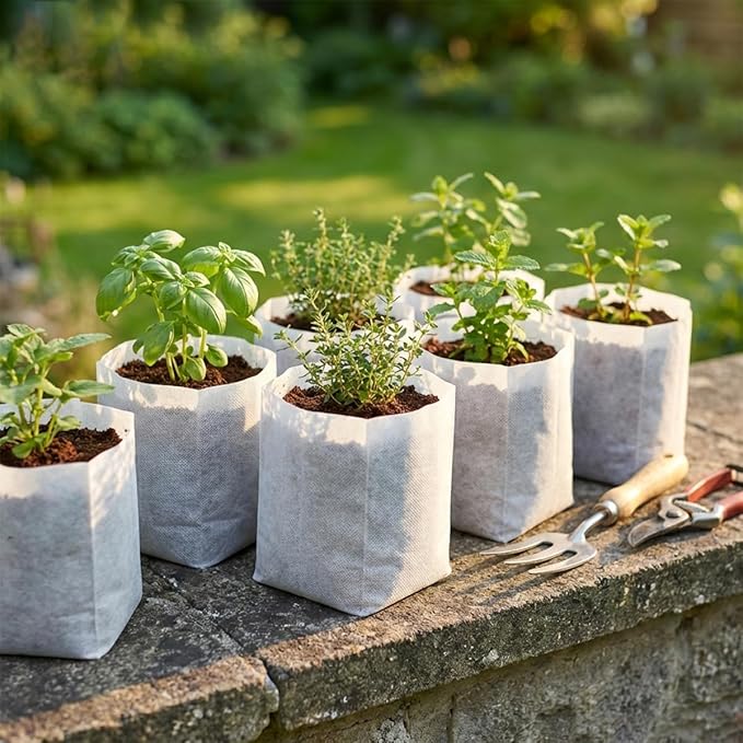 gardtree 200PCS 4.7×5.5 Inch Breathable Plant Grow Bags - Biodegradable Non-Woven Plant Nursery Bags for Seed Starting, Indoor/Outdoor Vegetables, Herbs & Flowers | Easy Transplant, Space Saving