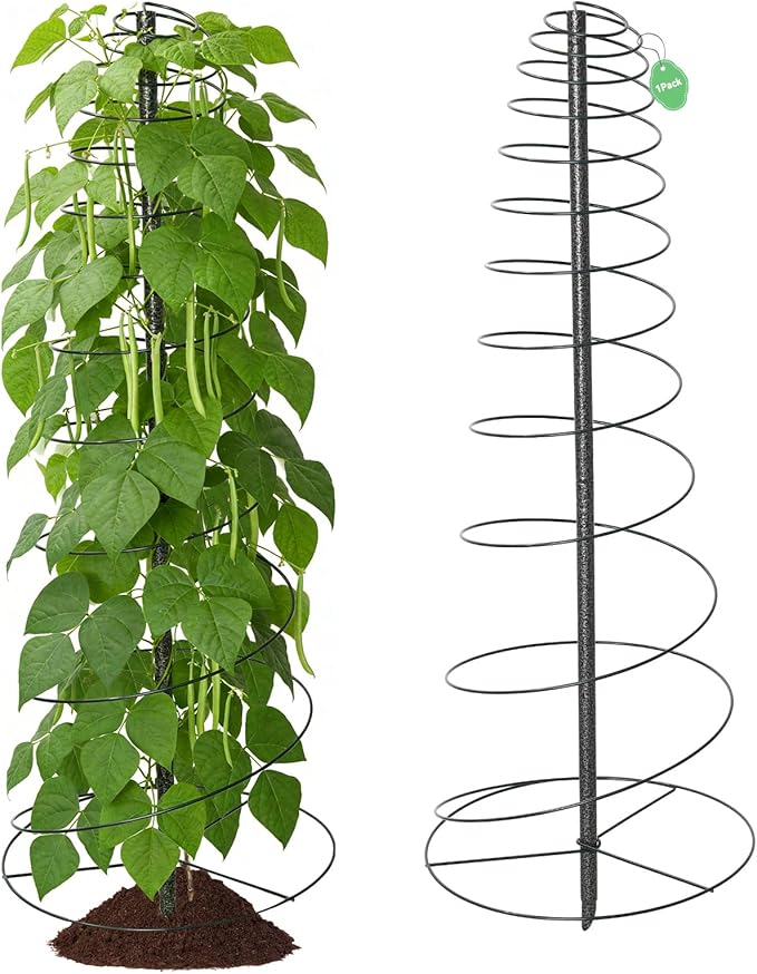 Trellis for Climbing Plants, 75” Metal Spiral Frame Pea Trellis with Center Pole, Adjustable Vine Plant Tower Supports for Outdoor Beans,Cucumbers,Vegetable,Flowers,Pots,Garden Raised Bed,12” Dia