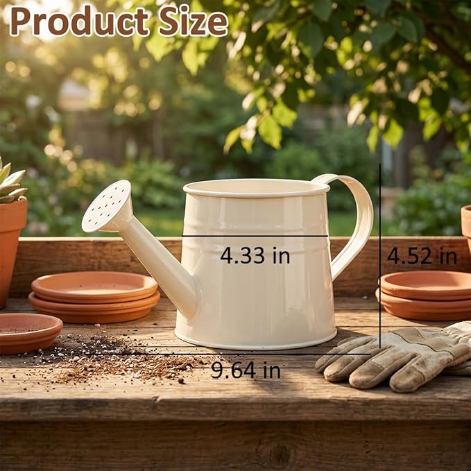 White Watering Can Metal, 1 Gallon Matte Galvanized Metal Watering Can, Vintage Sprinkling Tin Watering Can for Indoor Outdoor Plants, Flowers Garden Indoor Outdoor (Pink-2)