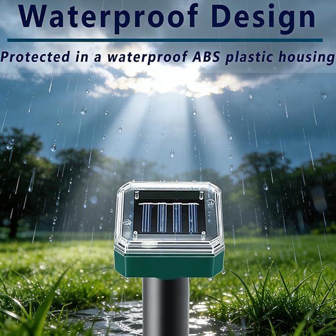 Mole Repellent for Lawns 10 Pack, Solar Powered Mole Repeller Ultrasonic Gopher Deterrent, Outdoor Waterproof Vole Vibration Stakes,Sonic Spike for Rodent Groundhog Snake Chipmunk