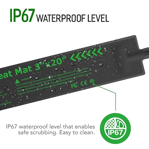 iPower 3" x 20" Seeding Heat Mat Upgraded Carbon Film Indoor Warm Hydroponic Plant Germination Starting Pad Durable Waterproof, Black