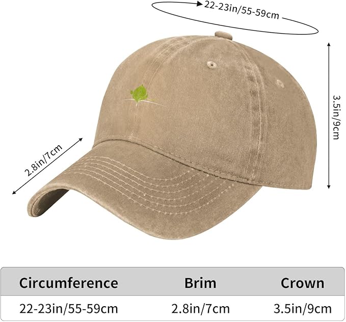 Black Seeds Sprouting Printed Washed Cowboy Baseball Cap for Adults - Stylish and Breathable Hat