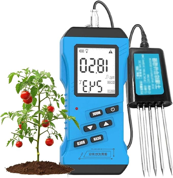 Soil Tester - 7 in 1 Ph Humidity, Moisture, Nutrient Conductivity, Phosphorus, Potassium Measurement, High Accuracy Digital Sensitivity for Soil Fertility