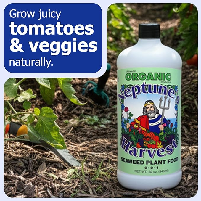 Neptune’s Harvest Seaweed Plant Food (0-0-1) - 32oz Bottle - Multi-Purpose Seaweed Organic Liquid Fertilizer - Indoor & Outdoor Plant Fertilizer for Lawns, Gardens, Vegetables, & Flowers