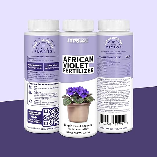 African Violet Fertilizer – Liquid Plant Food for More Blooms, Rich Green Leaves & Healthy Root Development, 32 oz
