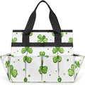 Clover Gardening Tool Bag,Heavy Duty Garden Tote Bag,Portable Oxford Leaf Gardening Storage Basket Organizer Handbag with Pockets Handle,Hand Tools Gifts for Outdoor Garden Lawn Yard