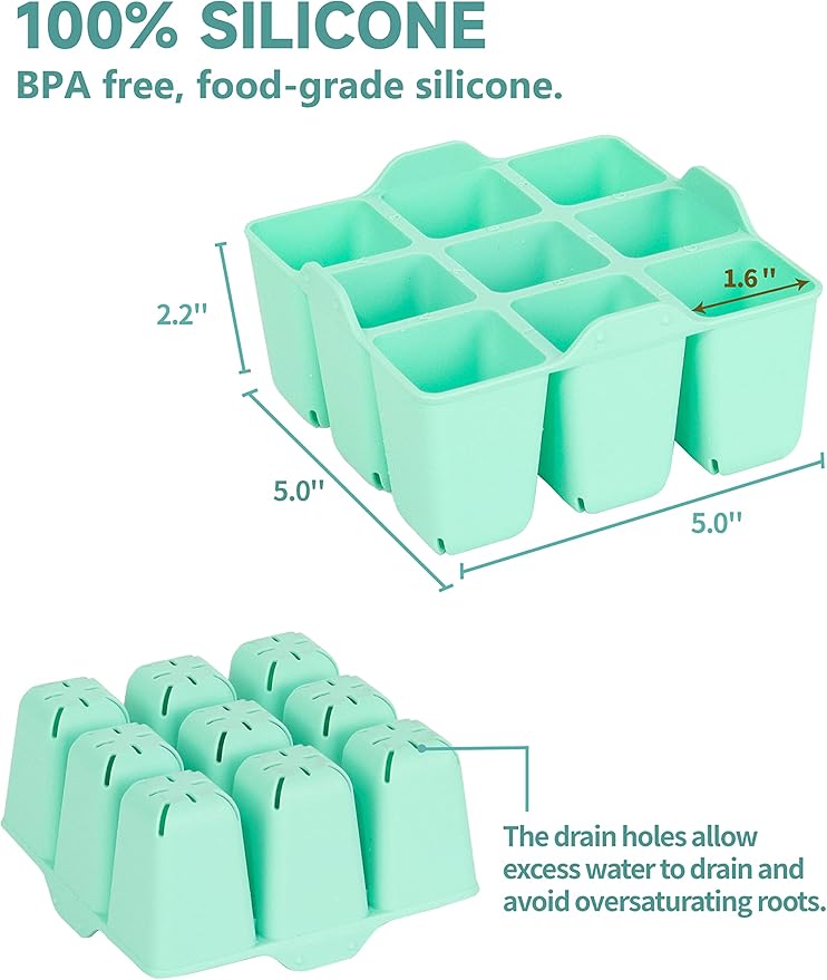 16 Packs Silicone Seed Starter Trays, Colorful Seedling Starter Trays Fit Up to 10''20" Planting Tray, 4 XL Cell Indoor Reusable Seedling Grow Trays for Vegetable, Flowers, Herb