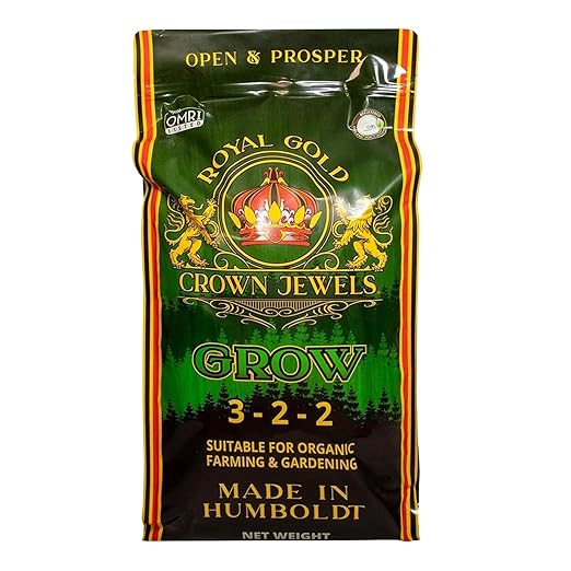 Royal Gold Crown Jewels Organic Grow 3-2-2 Dry Soluble Fertilizer, 20 lbs - Best for Improving Soil Before Planting, Encouraging Vigorous Growth and Plant Feeding