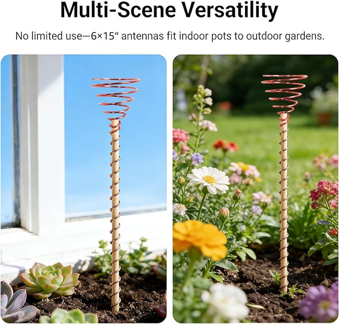 6pcs Electroculture Plant Stakes,15'' Electroculture Copper Gardening Antennas, Copper Garden Stakes Electro Culture Rods for Plants Tensor Rings Coil Wire Fruits Vegetables Growth