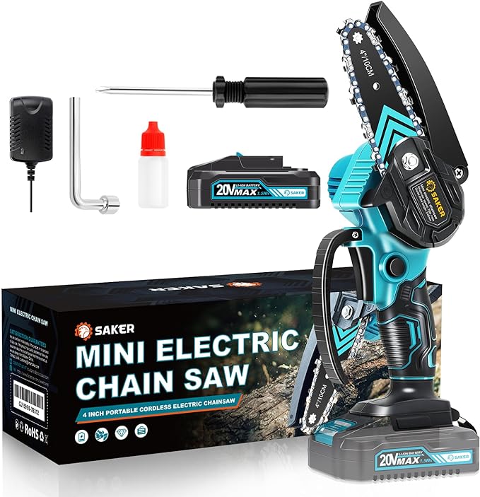 Saker Mini Chainsaw,Portable Electric Chainsaws Cordless,Handheld Chain Saw Pruning Shears Chain Saws for Tree Branches,Courtyard,Household and Garden,Gifts for Men Dad Husband Women
