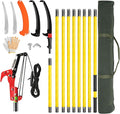30FT Pole Pruning Saw, Manual Pole Saw Long Handle Pruner Set, Telescopic Tree Trimmers Garden Tools with Sharp Blade, Scissors, Carry Bag for Pruning Palms and Shrubs High Branches, Yellow