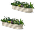 2-Pack Galvanized Raised Garden Bed 6x2x1ft - 12" Tall Metal Planter Box for Outdoor Plants, Vegetable, Herb with Durable Steel, Small Flower Bed for Balcony and Patio - Sand Beige
