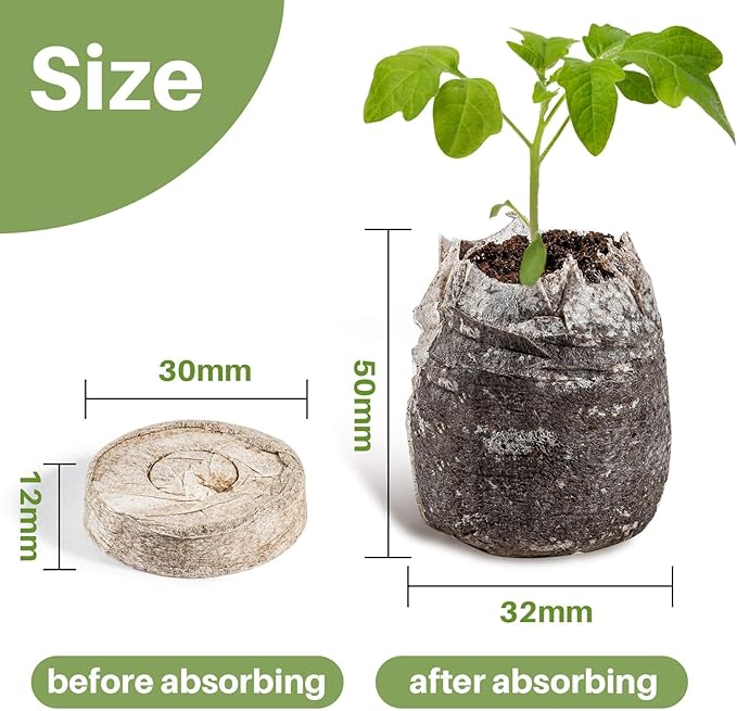 MAQIHAN 50PCS Peat Pellets for Seedlings - 30MM Seed Starter Pellets Peat Pods for Starting Seeds Garden Soil for Planting Transplanting Growing Garden Flower Vegetables