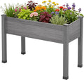 AMERLIFE Raised Garden Bed, 48x30x24 Inches Elevated Wood Planter Box with Bed Liner, Legs, Divider, Drainage Holes, Stand for Backyard, Patio, 200 Lb Capacity - Grey