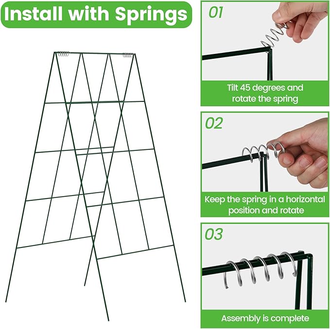 Foldable Cucumber Trellis - 4 Pack, A-Frame Garden Trellis 46" L x 18" W, Steel Climbing Plants Support Raised Bed Trellis with Twist Ties & Plant Bags for Climbing Plants Outdoor