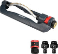 Eden 96217 Turbo Oscillating Sprinkler, Covers Up to 3,500 sq. ft., 18 Brass Nozzles, Sturdy Weighted Base, Adjustable Range, Quick Connect Bundle, Black, Red, Silver