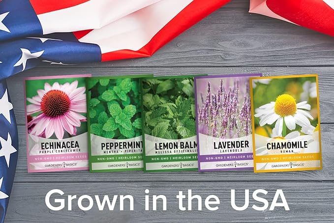 Tea Growing Kit - Includes Medicinal Lavender, Chamomile, Lemon Balm, Peppermint and Echinacea Heirloom Garden Seeds, Grow Pots, Soil, Plant Markers, Indoor Herb Kit Outdoor Tea Garden Kit
