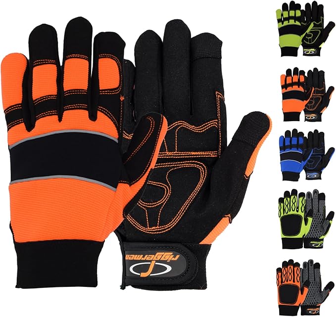 Men’s Heavy Duty Work Gloves Utility Mechanic Working Touchscreen Anti-Slip Palm & Knuckle Protection Safety Gloves