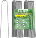 8 Gauge Landscape Staples, FUIJOL 12 Inch 15 25 50 100 Pack Heavy Duty U-Shaped Landscape Stakes, Galvanized Garden Staples for Weed Barrier Stakes, Ground Cover, Irrigation Tubing, Fence (15,12 Inch)