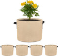 M METERXITY 5-Pack Plant Grow Bags 5 Gallon Grow Bags 300G Thickened Fabric Pots with Durable Handles Plant Garden Grow Pots for Fruits/Vegetables/Flowers/Plants [Khaki]