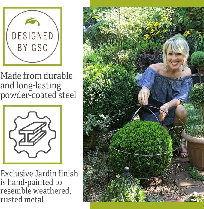 Gardener’s Supply Company Jardin Bird Cage Plant Support | Large Sturdy Grow-Through Steel Flower Trellis Garden Decor | Best for Peonies, Baptisia, Sedum & Other Perennials - 36 Inch