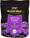 SunGro Black Gold Indoor Natural and Organic African Violet Potting Soil Fertilizer Mix for House Plants, 8 Quart Bag (4 Pack)