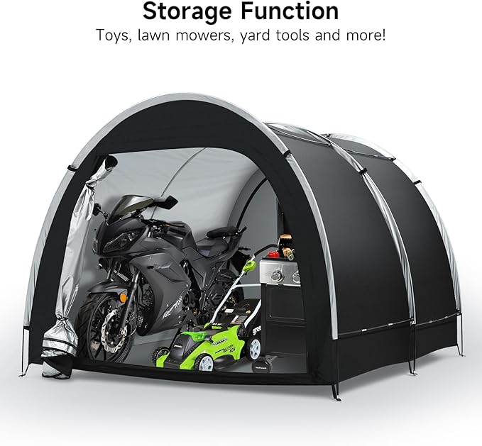 Outdoor Storage Sheds - Bike Tent Waterproof, Upgraded Larger 6.6x7.9x5.6ft Garage Shelters, Bicycle Tent Sheds with Dual-Doors for Motorcycle, Lawn Mower, Garden Tools, Bike Storage/Bike Shed - Large