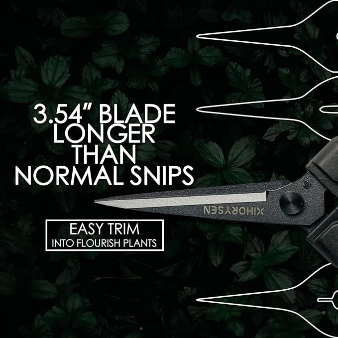 Buds Leaf Stem Fruit Flower Garden Scissors Non-stick Resin Resist Blade 8.58" Precision Micro-Tip Pruning Shears Bigger Grip Pruner Snips Effort-saving Ergonomical Gardening Trimming Scissors