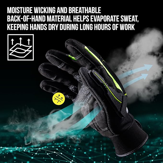 TAILI Heavy Duty Level 5 Puncture and Cut Resistant Gloves for Men Work, 3D PVC Level 1 Impact Protection, Anti Vibration Motorcycle Safety Gloves, Touchscreen, Breathable and Machine Washable, Small