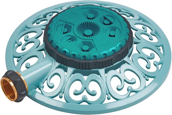 Melnor 65101-AMZ Sprout Metal 8-Pattern Sprinkler and QuickConnect Product Adapter Amazon Bundle, Gooseberry Green