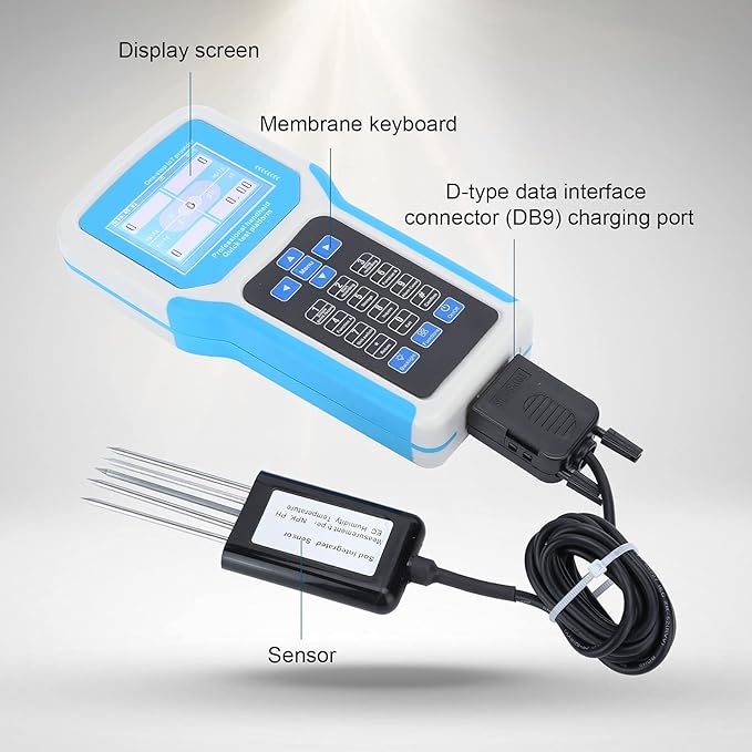 Asixxsix Soil Meter, 5 in1 Soil Temperature Conductivity NPK Tester Gardening Tool Kits with 5Pin Sensor LCD Display for Garden, Lawn, Farm, Outdoor Plants