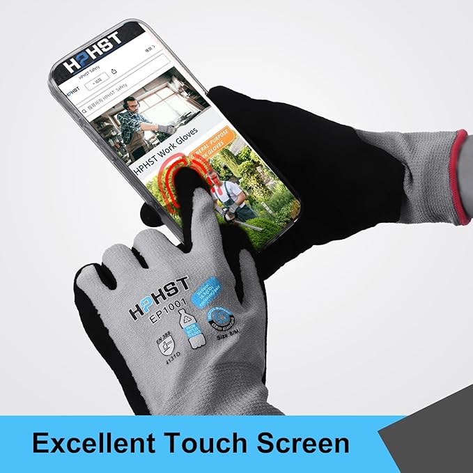 Work Gloves for Women, Eco Friendly Safety Work Gloves with Breathable Rubber Coated, Smart Touch,3 Pairs