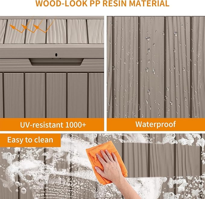 45 Gallon Resin Deck Box Outdoor Storage Box for Patio Furniture,Outdoor Cushions,Garden Tools and Pool Supplies,Waterproof,Lockable(Grey,45Gallon)