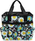 Daisy Print Garden Tool Bag Portable Gardening Tool Organizer Bag with 10 Pockets and Handle Tool Carrier and Storage for Garden Lawn Yard Casual Camp