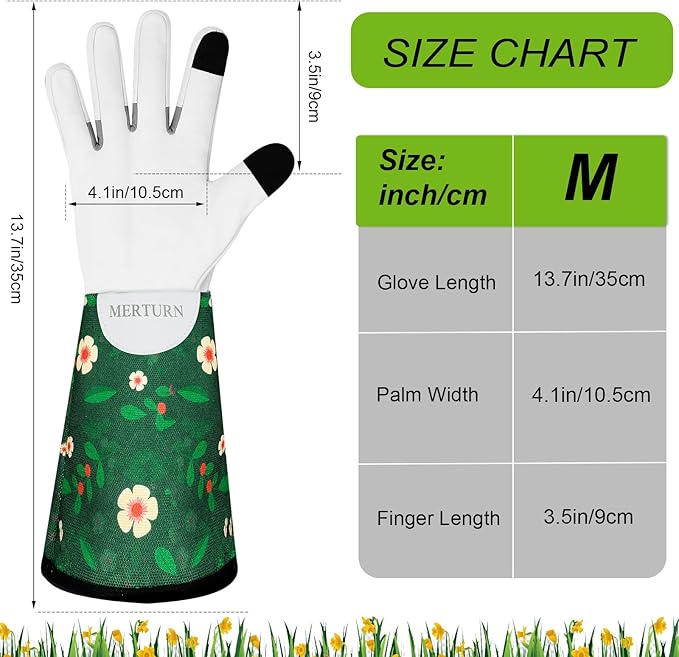 Leather Long Gardening Gloves for Women Thorn Proof Garden Gloves Yard Working Gloves
