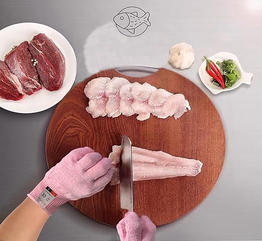 Cut Resistant Gloves, 2 Pairs of Food Grade Cut Resistant Gloves, Cutting Gloves for Kitchen, Oyster Shucking, Fish Fillet Processing, Carving Wood and Gardening(Small-Pink)
