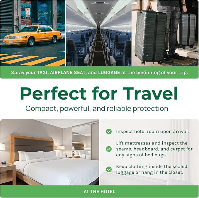 Hygea Natural Extra Strength Bed Bug Killer & Mite Travel Spray - TSA Approved Size - Child & Pet Friendly - Stain & Odor Free - for Hotel, Suitcase, Backpack, Shoes - 66% Stronger Formula(2pk, 3 oz)