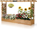VINGLI Raised Garden Bed with Trellis & Hanging Roof, Wooden Garden Bed, Outdoor Planter Box for Yard, Garden, Balcony (Teak Color, Wider)