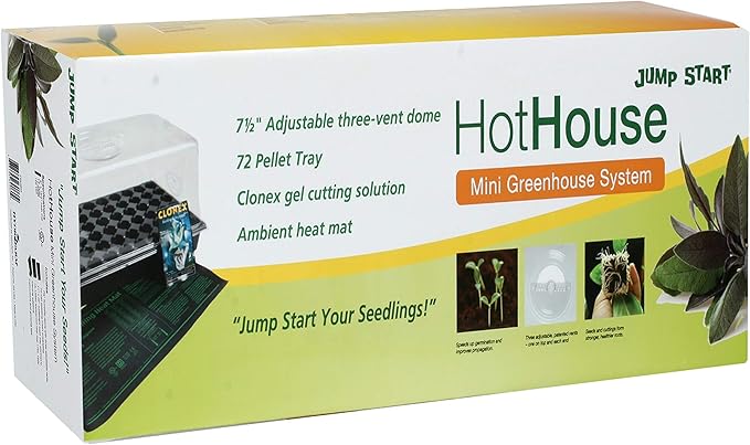 Jump Start CK64060 120V 17W Germination Hot House with Heat Mat, Watertight Tray, Cell Insert and 7" Humidity Dome