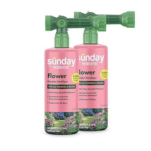 Sunday Wonderfert Flower Plant Food, Bigger Blooms for Roses, Annuals, Perennials, and Container Plants, 3-8-7 Liquid Concentrate, 32 fl oz, 500 sq ft