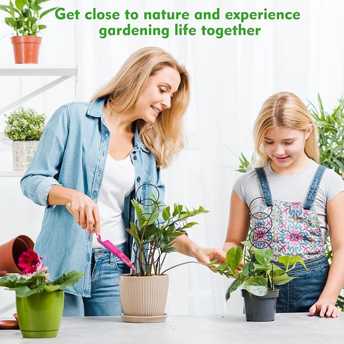 2 Pack Plant Trellis for Climbing Plants Outdoor, 4in x 17.5in Sturdy Stainless Steel Round Stackable Trellis for Potted Plants Indoor/Outdoor - Support for Vines, Flowers, Vegetables