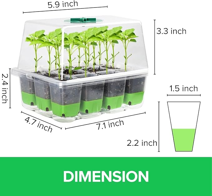 BeGrit 72 Cells Reusable Seed Starter Tray, 6 Pack Seed Starter Kit with Silicone Cells, Air Vent Humidity Domes for Indoor Gardening Plant Germination Trays for Seeds Starting (Clear)