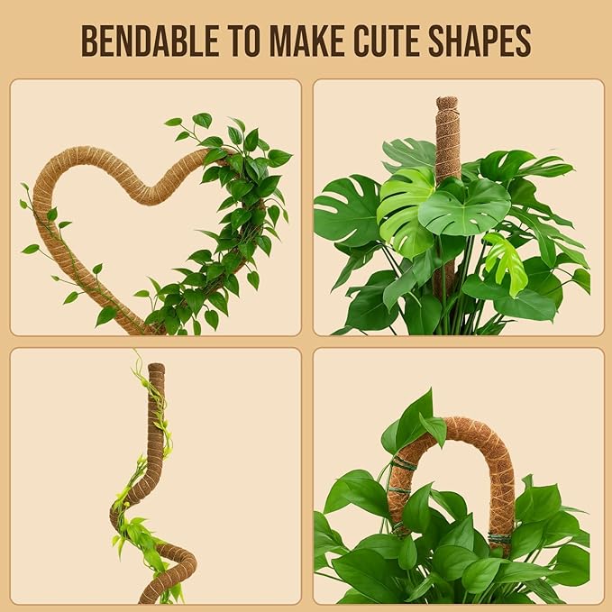 Craft911 Moss Pole Monstera Plant Support – 2 Pack 30” Bendable Moss Pole Monstera Plant Support, Plant Stakes for Indoor Plants, Tall Plant Sticks Support for Climbing Plants