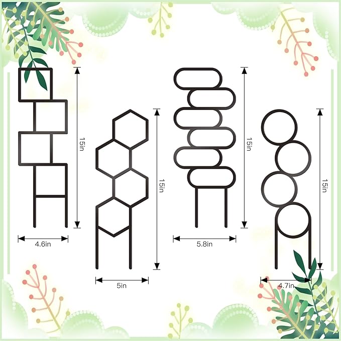 4 Pcs Trellises for Climbing Plants Indoor Metal Climbing Plant Support Metal Plant Trellis for Pots Garden Trellis for Climbing Plants for Plant Lovers (Style 1)