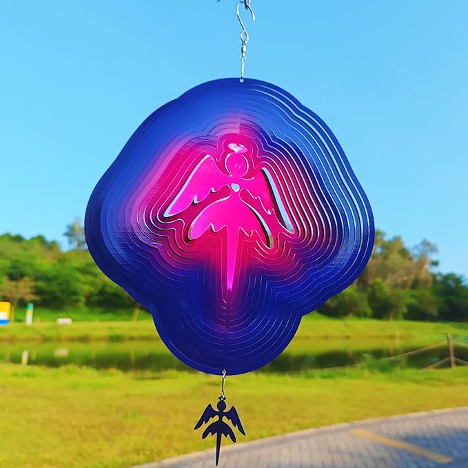 DJUAN Angel Wind Spinners for Yard and Garden Decor Angel Gifts for Women Wind Spinner Outdoor Metal Large Colorful Angels Figurines Hanging Wind Spinners Kinetic Art Lawn Ornaments