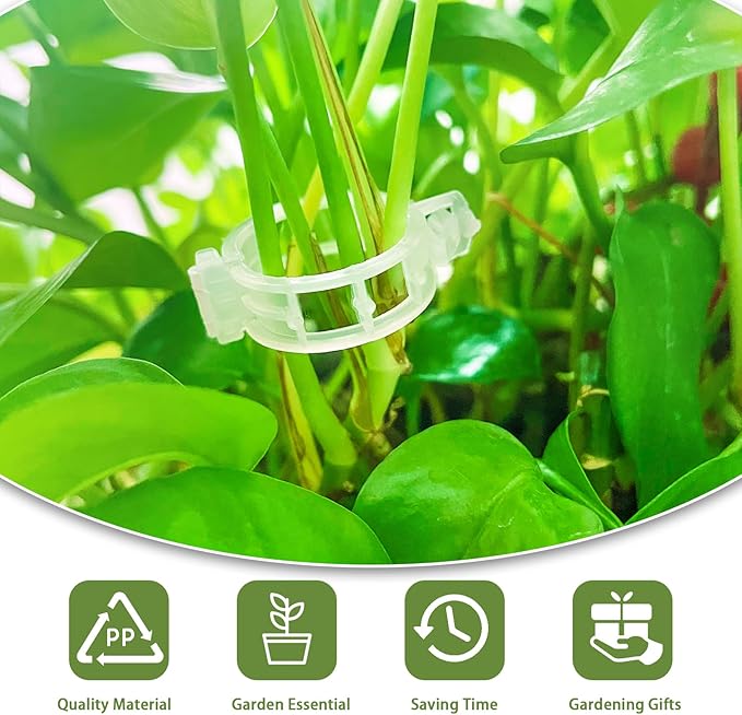 400Pcs Plant Support Clips,Plastic Tomato Support Clip,Garden Vine Clips for Climbing Plants,Stalk,Yrellis,Outdoor,Indoor,Greenhouse(White)