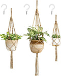 Mkono Macrame Plant Hangers, 3 Different Sizes Indoor Hanging Planters Basket Decorative Flower Pots Holder Stand Boho Home Decor, Brown