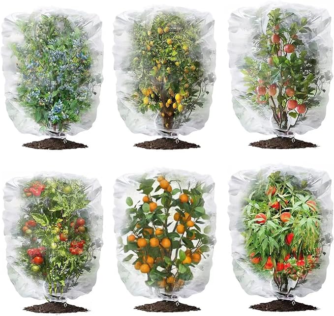 3 Pack Garden Plant Netting Fruits Blueberry Bushes Tomato Protection Netting Insect Netting Cover Bags with Drawstring 5.9‘ X 5.9' for Vegetables Fruits Trees (6Pack-3.9'X4.6')